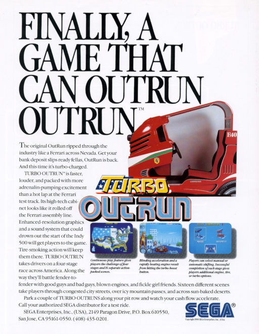 Turbo Out Run (deluxe cockpit, FD1094 317-0109) Arcade Game Cover